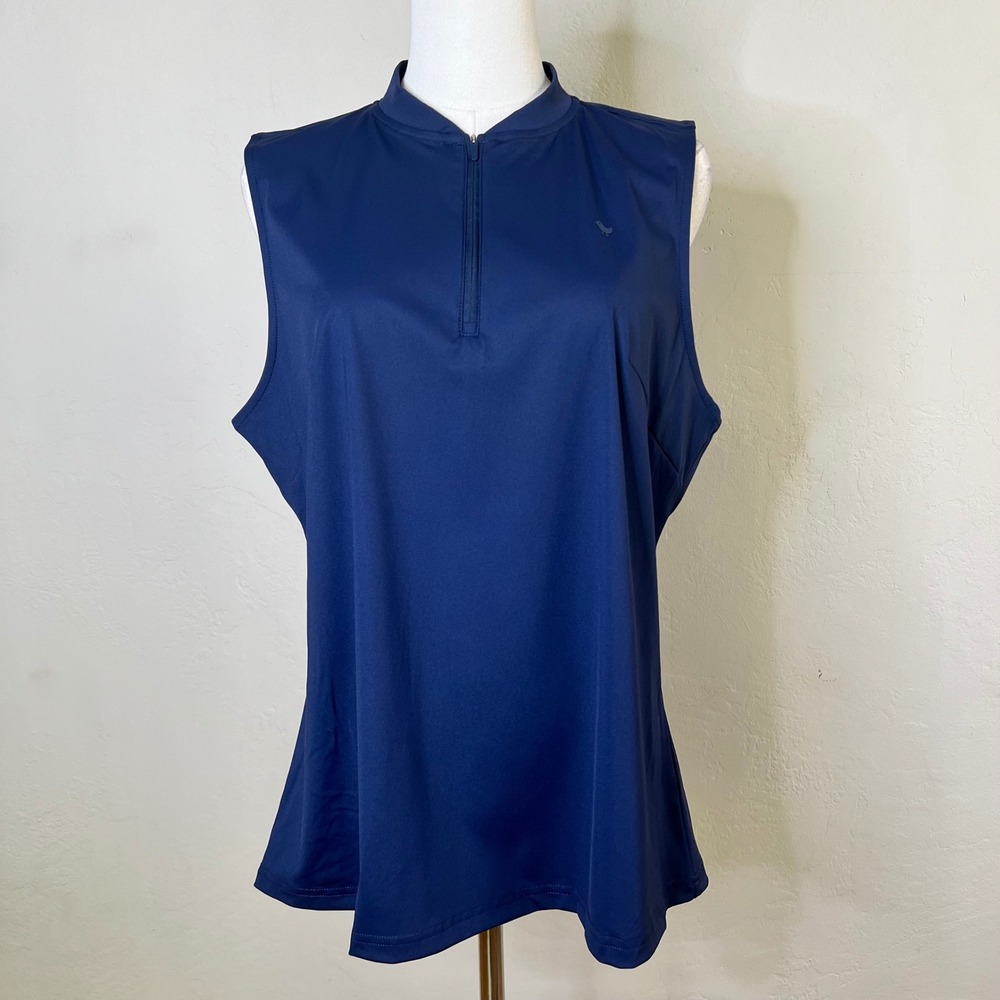 Bad Birdie Golf Polo Blade Womens Size XL Navy Blue Sleeveless Mock Neck NEW